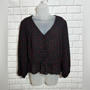 CANDIE’S women black crop top with hearts design /size XXL